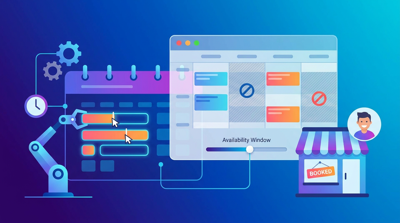 Section illustration: What Is an AI Booking System and Why Does Your Small Business Need One? — availability window configuration
