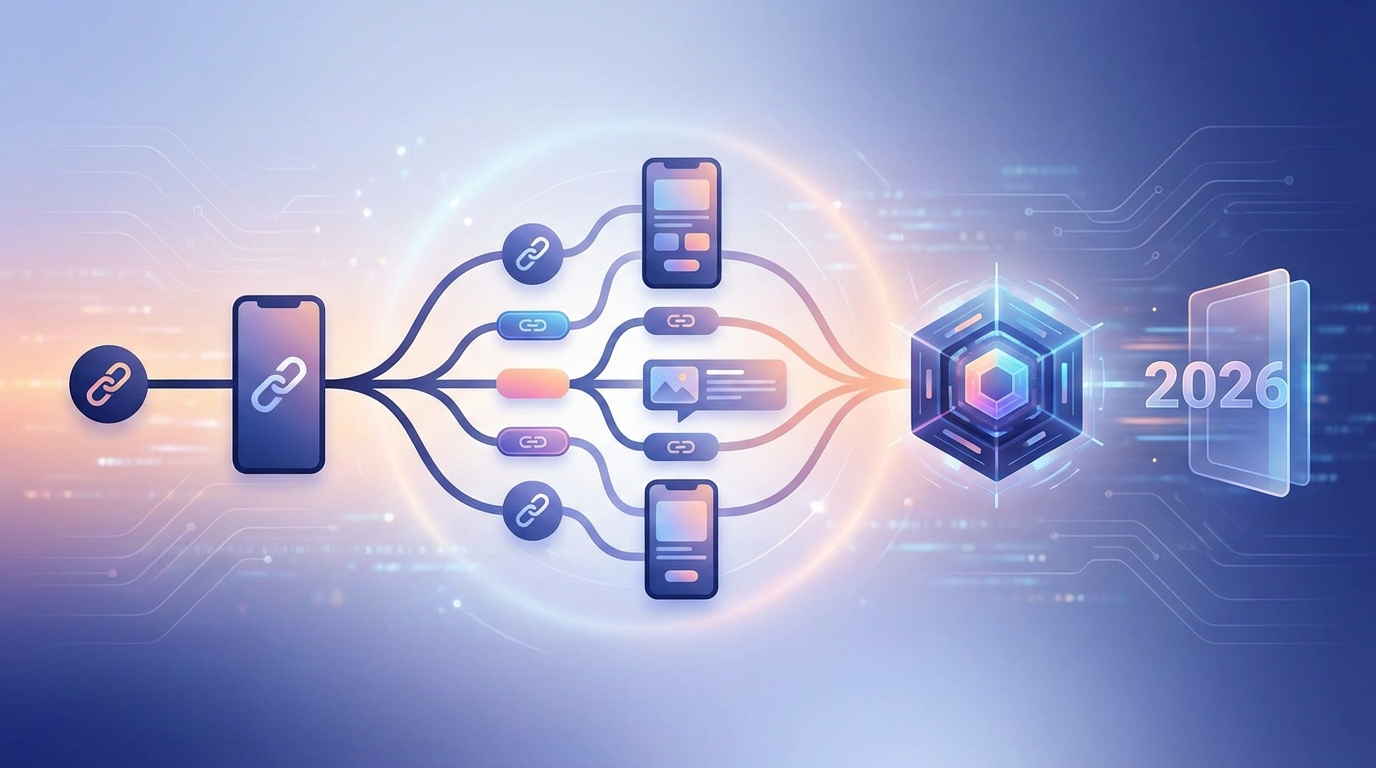 Ilustración de sección: La evolución de los enlaces en la bio de Instagram (2016–2026) — enlace en la bio