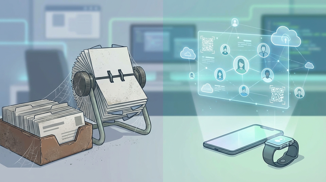 Obsolete paper business cards vs digital solutions