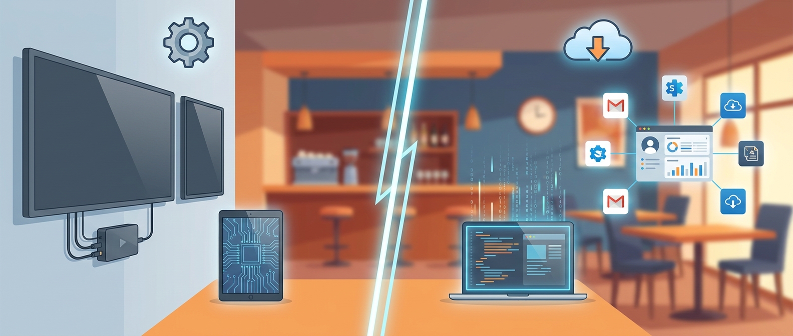 Ilustración de sección: 3. Hardware vs. Software: Eligiendo la Infraestructura Adecuada