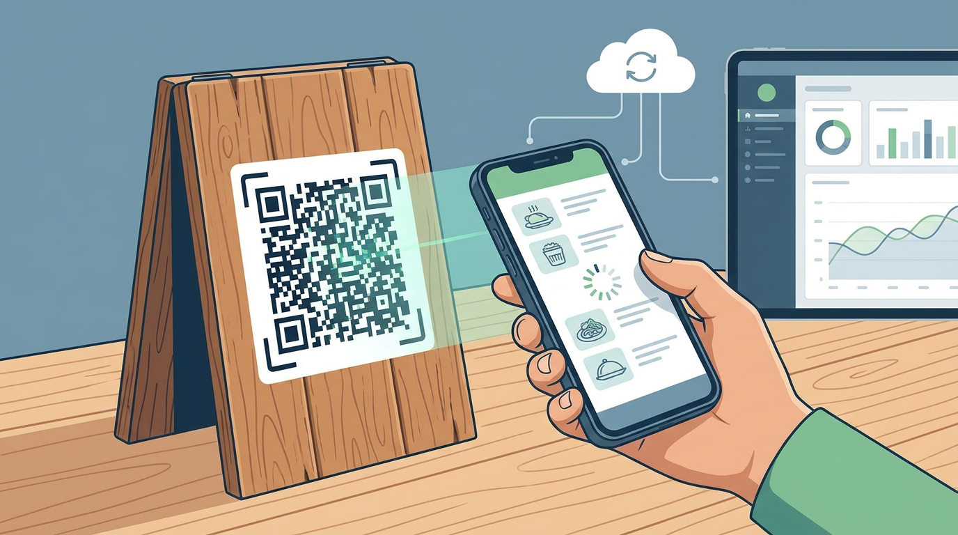 Section illustration: The Best QR Code Menu Software for Small Restaurants — dynamic QR code regeneration (menu update without reprinting)