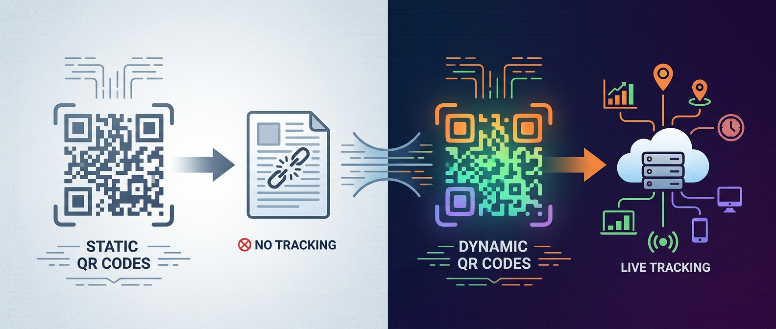 Section illustration: The Difference Between Static and Dynamic QR Codes — how to track qr code scans