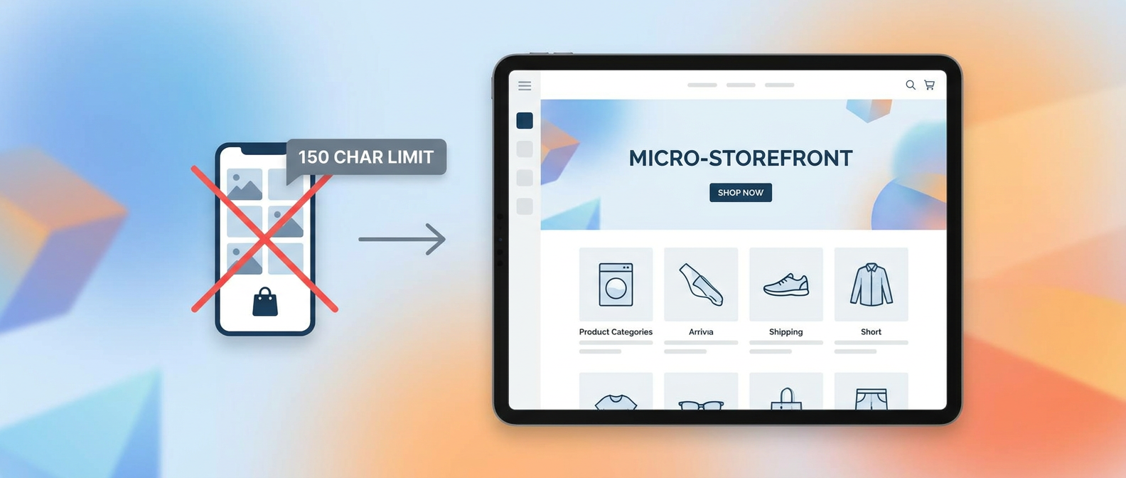 Section illustration: Why Instagram Shopping Isn't Enough: The Rise of the Micro-Storefront Landing Page — Instagram bio link character limit (150-char constraint)