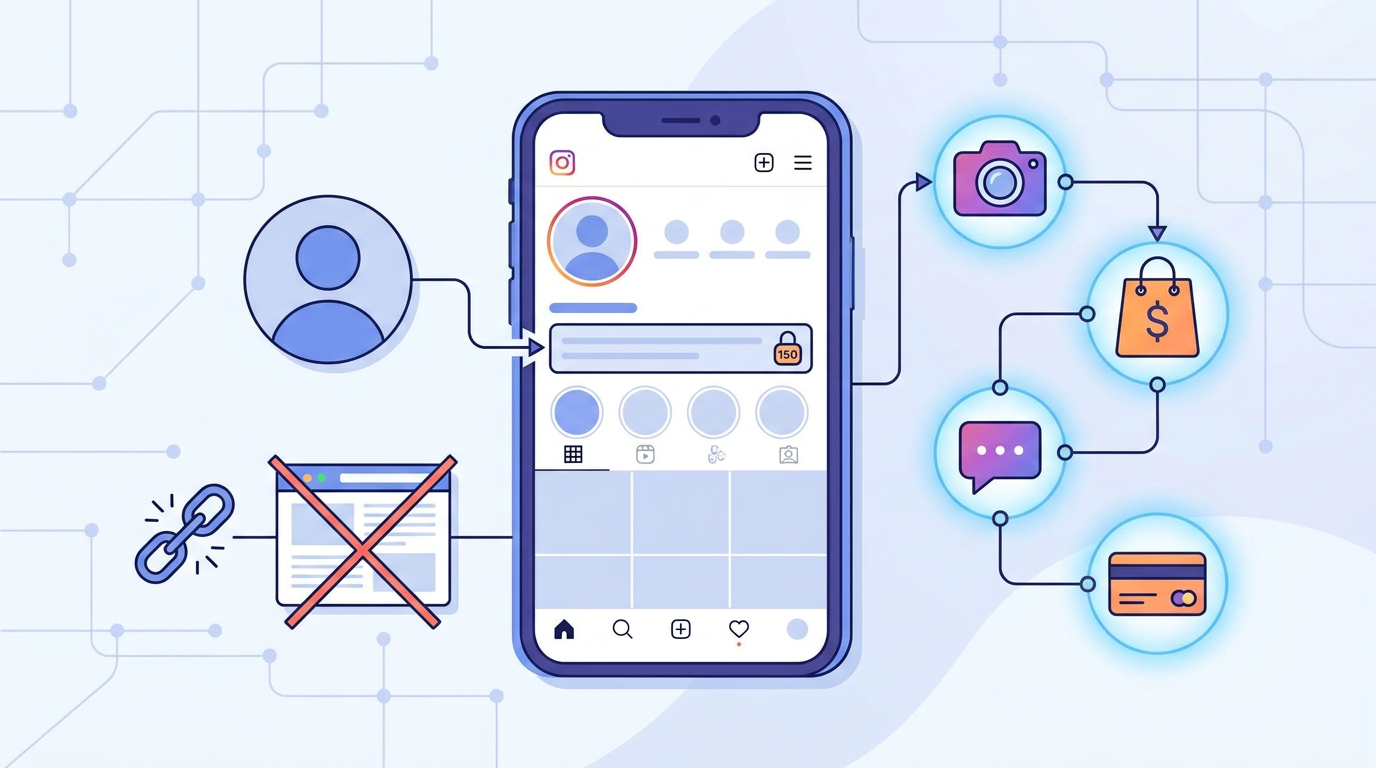 Section illustration: How to Sell on Instagram Without a Website: A Step-by-Step Blueprint — Instagram bio link character limit (150-char constraint)