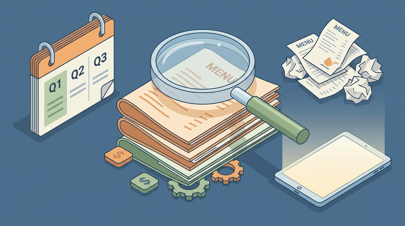 Section illustration: The Hidden Costs of Printed Menus: Breaking Down the Bill — menu reprint frequency (seasonal, price-change-driven)
