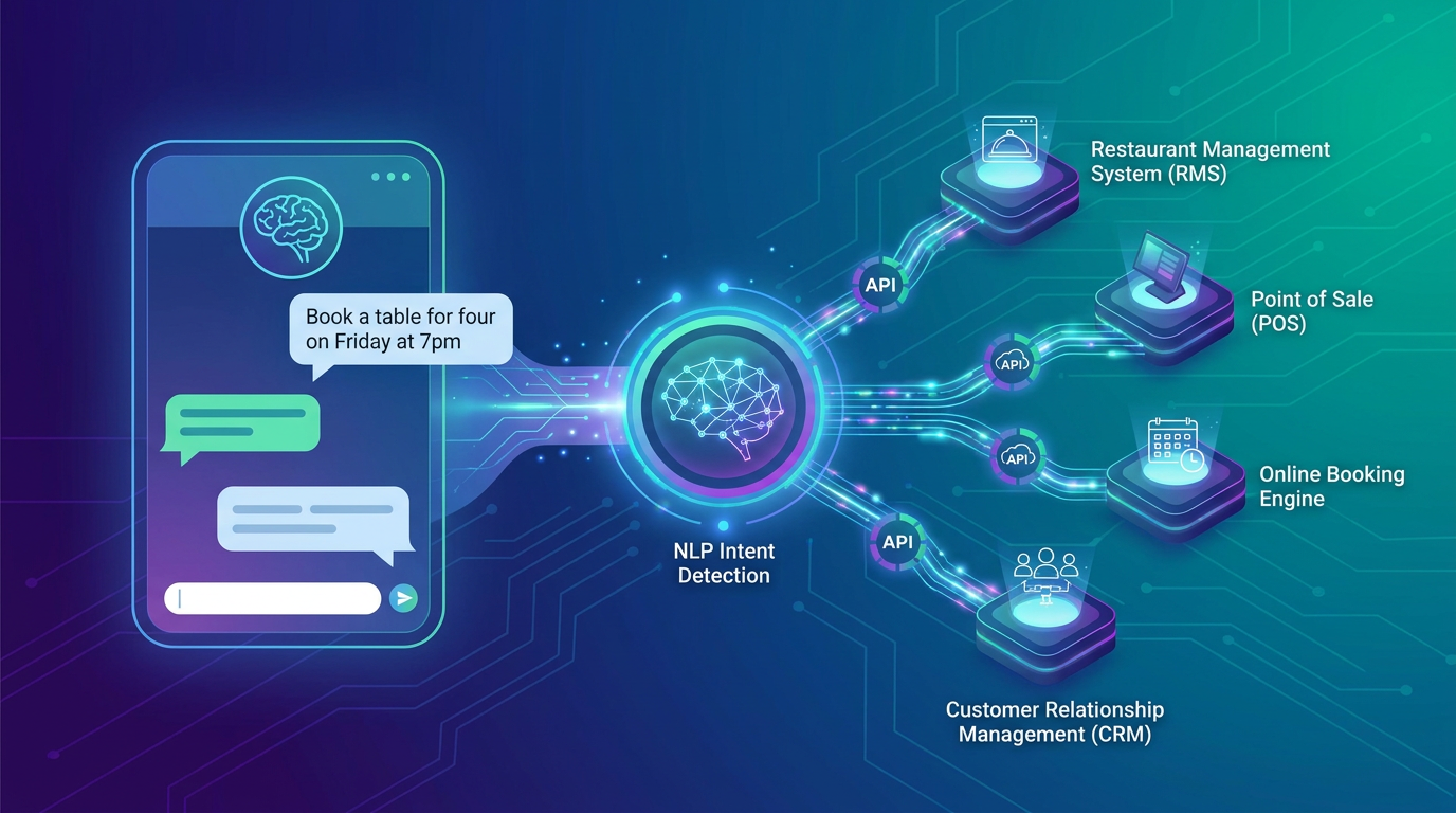 Section illustration: How AI Reservation Chatbots Integrate with Restaurant Tech Stacks — natural language processing (NLP) for intent detection in booking flows