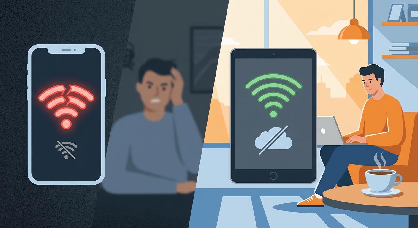 Section illustration: 1. Why Mobile Hotspots Fail (And the Critical Need for Offline Mode Functionality) — offline mode functionality