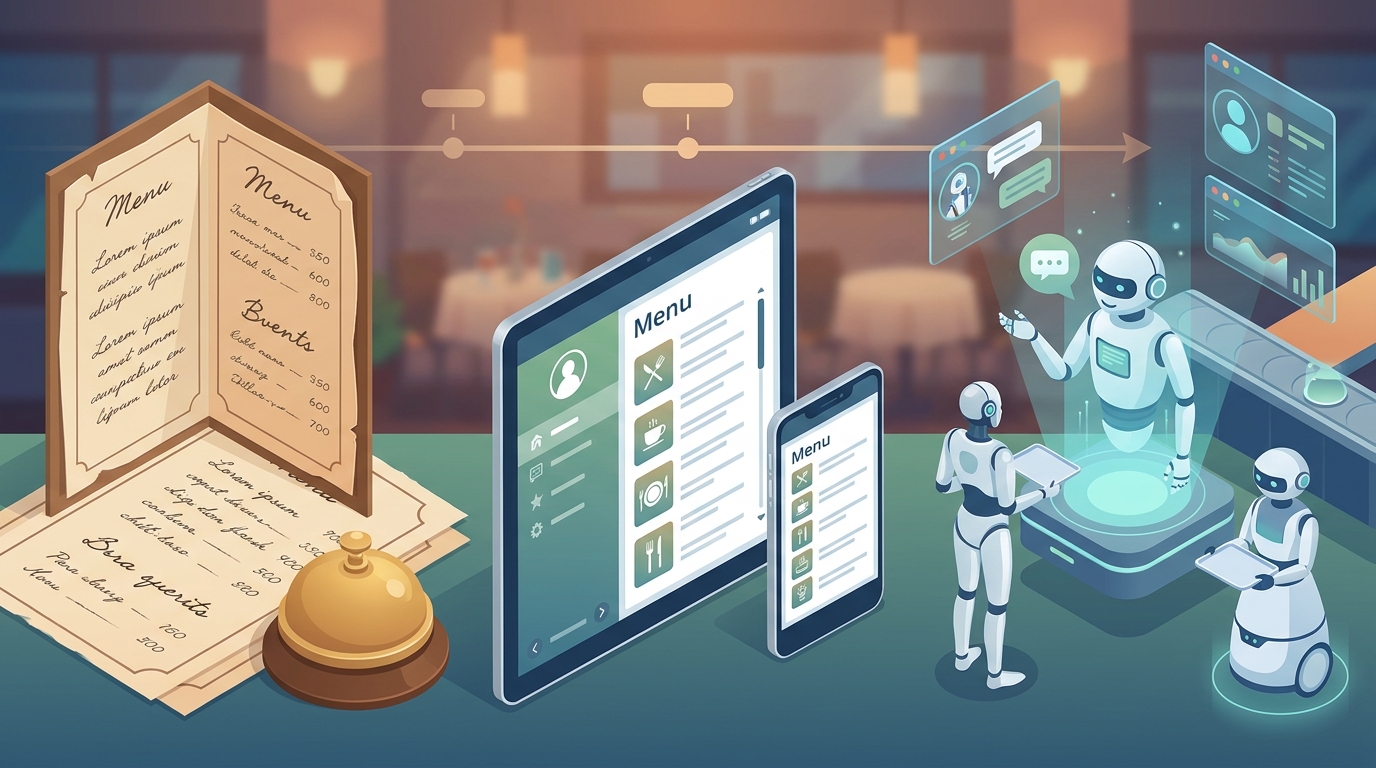 Modern restaurant dining with digital menus