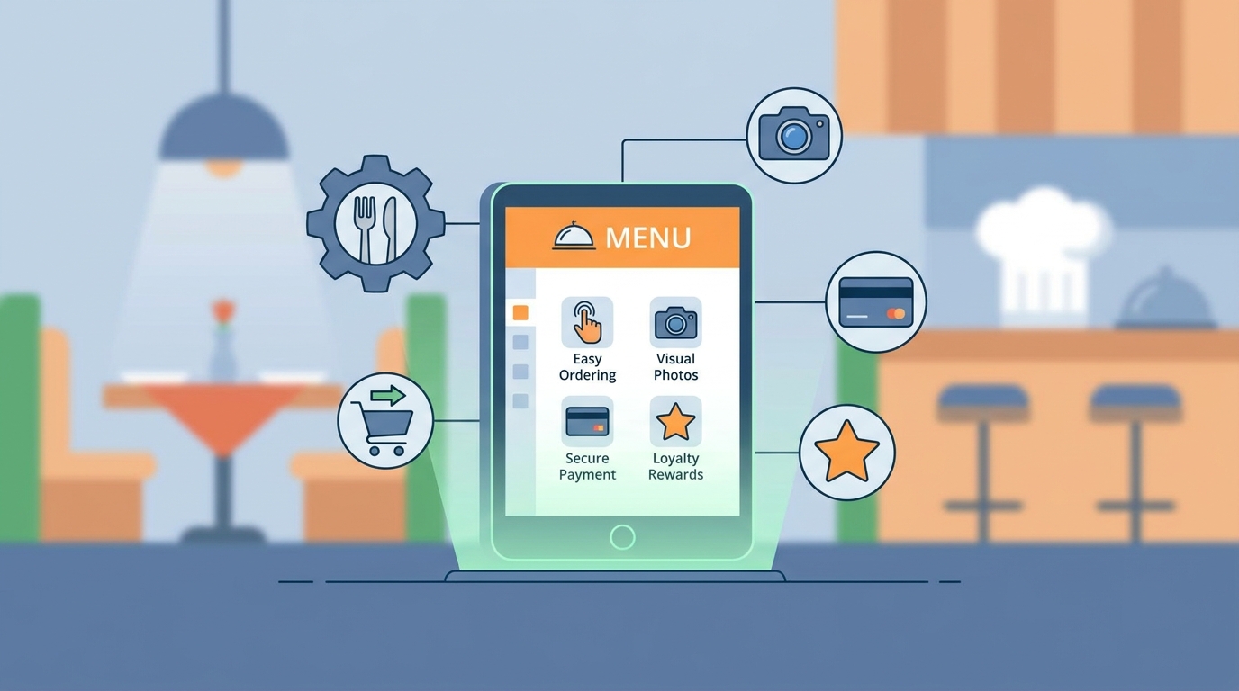 Digital menu app features for a restaurant