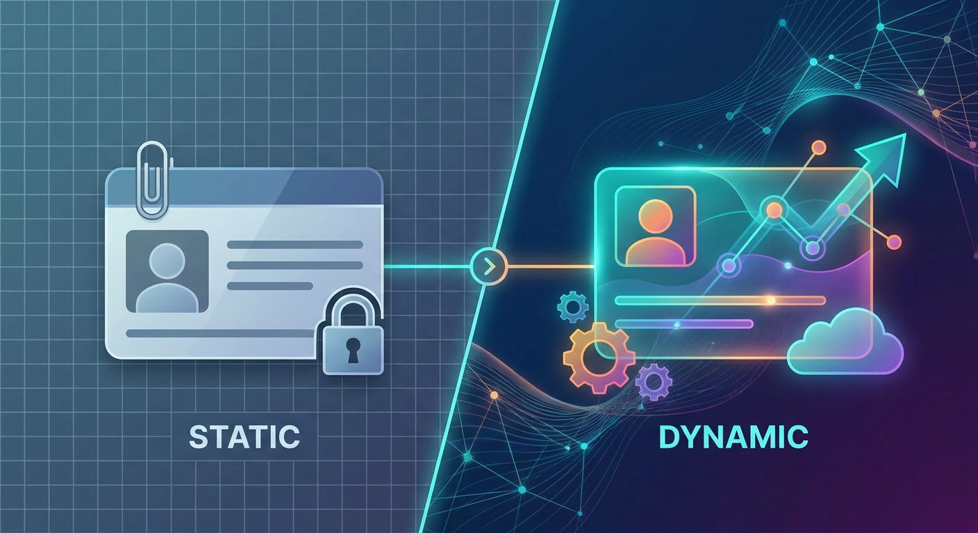 Section illustration: Static vs. Dynamic vCards — vcard